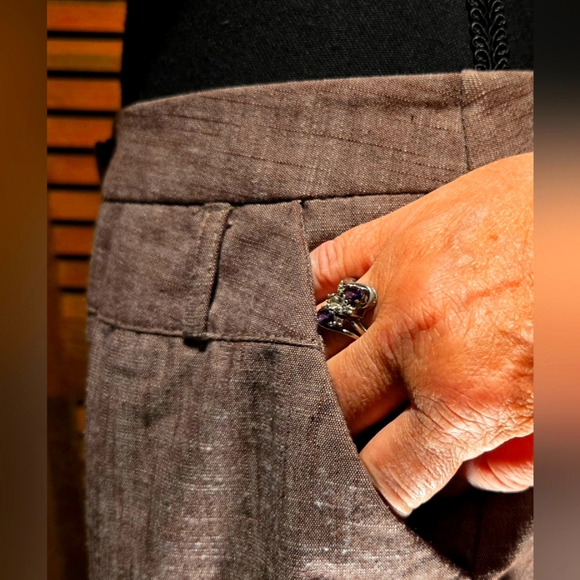 Elegant Autumn Brown Wide Leg Cropped Trousers - Picture 5 of 12